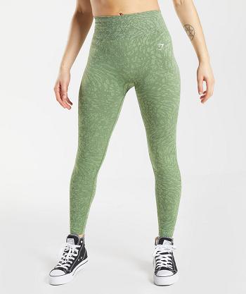 Legginsy Damskie Gymshark Adapt Animal Seamless Zielone | PL 2199OKI